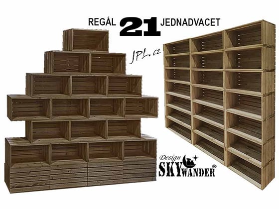 Dřevěný regál na prodej potravin "JEDNADVACET" modulový SKYWANDER