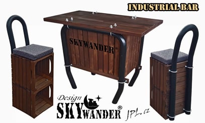 Barová židle "Barovka" INDUSTRIAL - Barový pult s barovkami INDUSTRIAL od SKYWANDER